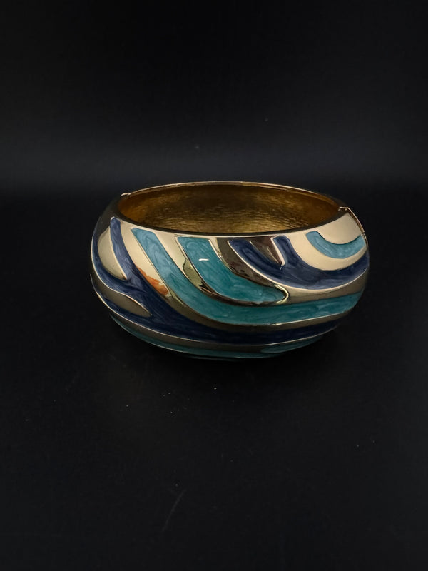 Openable Cuff Bracelet in Enamel and gold polish is Designer inspired Broad bangle/Indian Bracelet/Everyday Bracelet/Fits upto 2.6"