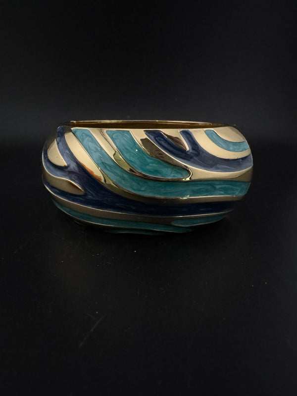 Openable Cuff Bracelet in Enamel and gold polish is Designer inspired Broad bangle/Indian Bracelet/Everyday Bracelet/Fits upto 2.6"