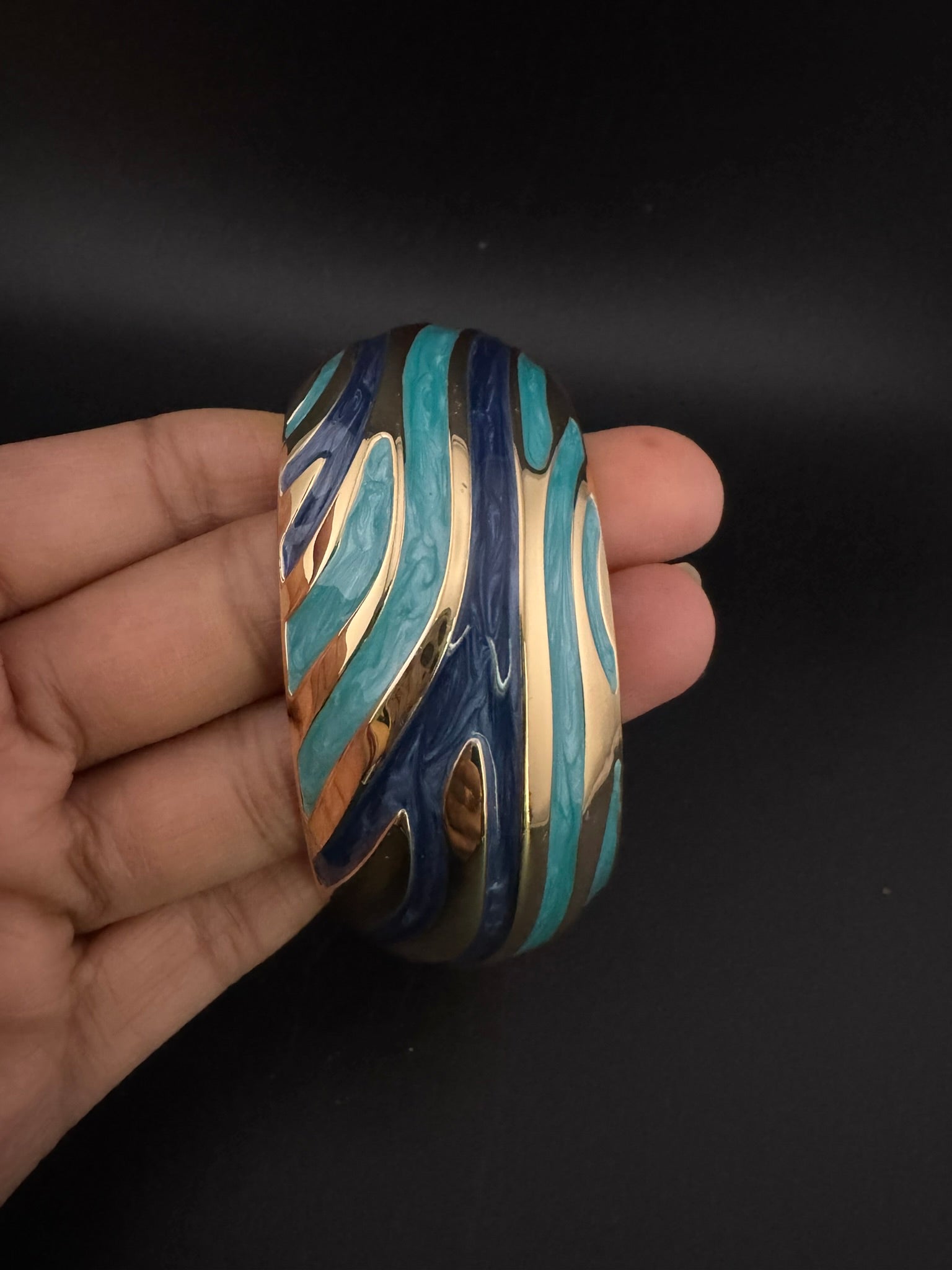 Openable Cuff Bracelet in Enamel and gold polish is Designer inspired Broad bangle/Indian Bracelet/Everyday Bracelet/Fits upto 2.6"