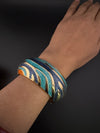 Openable Cuff Bracelet in Enamel and gold polish is Designer inspired Broad bangle/Indian Bracelet/Everyday Bracelet/Fits upto 2.6"