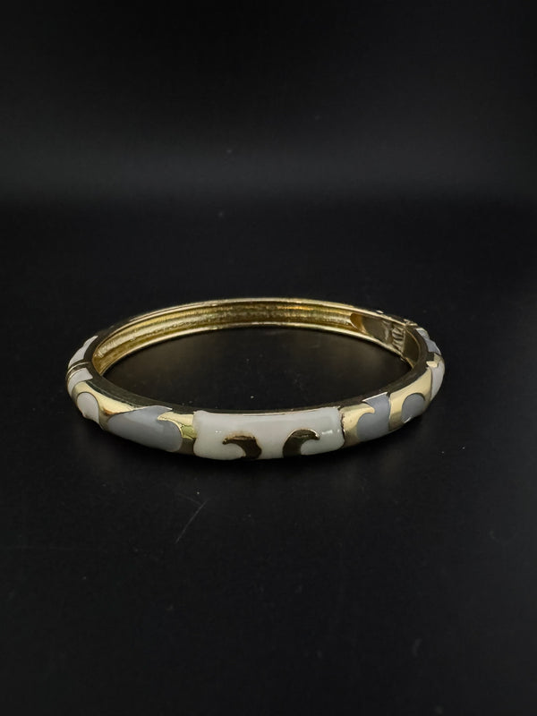 Openable Sleek Cuff Bracelet in Enamel and gold polish is Designer inspired sleek bangle/Indian Bracelet/Everyday Bracelet/Fits upto 2.6"