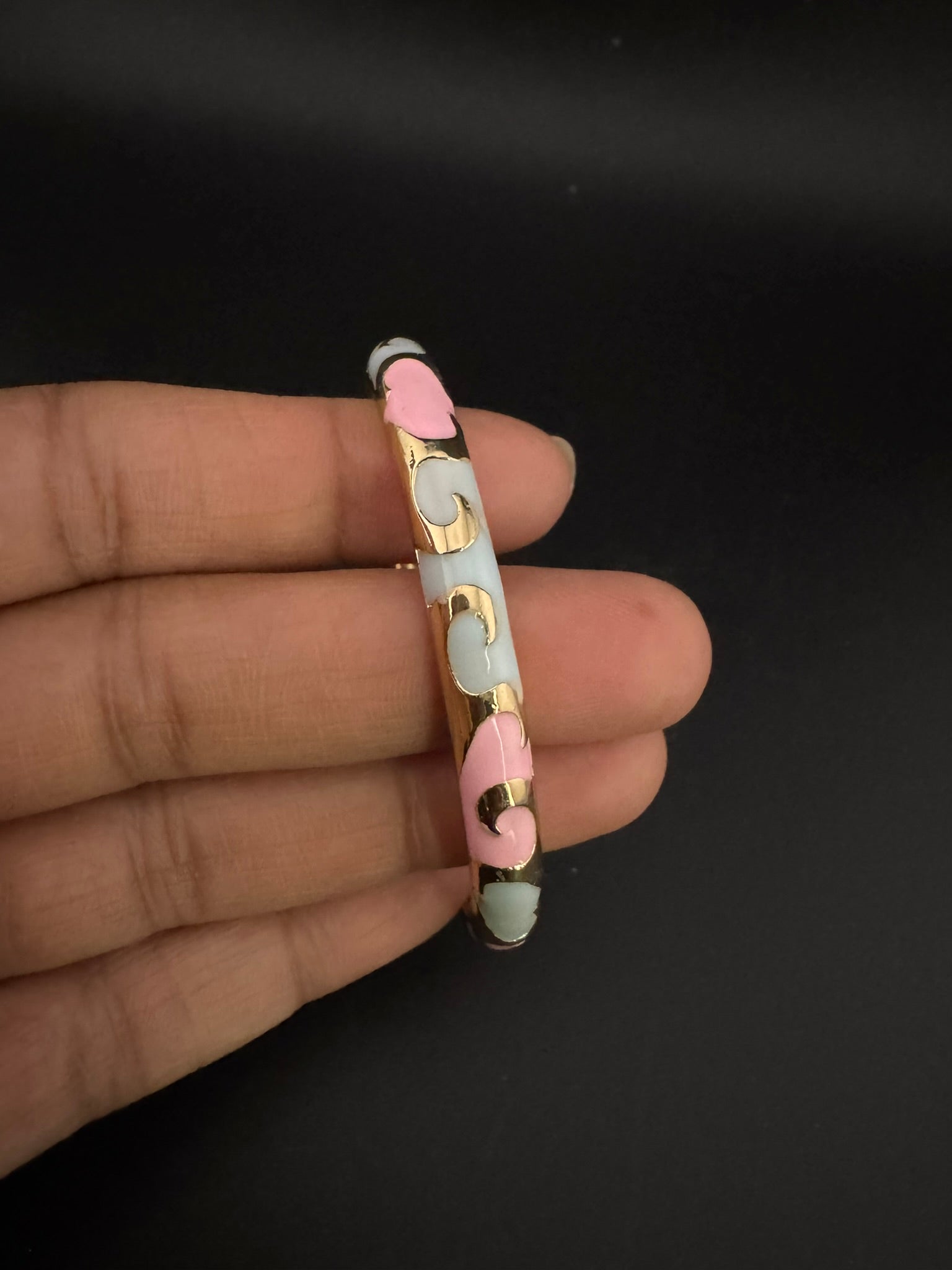 Openable Sleek Cuff Bracelet in Enamel and gold polish is Designer inspired sleek bangle/Indian Bracelet/Everyday Bracelet/Fits upto 2.6"