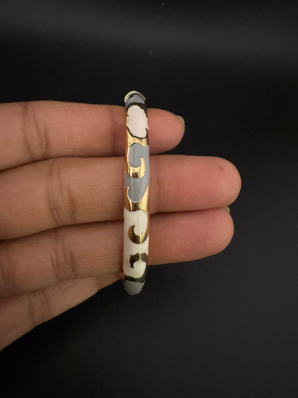 Openable Sleek Cuff Bracelet in Enamel and gold polish is Designer inspired sleek bangle/Indian Bracelet/Everyday Bracelet/Fits upto 2.6"