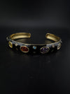 Sleek Open Cuff Bracelet in Black Enamel, Stones, gold polish is sleek Bracelet bangle/Indian Bracelet/Everyday Bracelet/Fits upto 2.6"