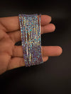 Silver and blue Cubic Zirconia Flexible soft bangle set of 12/Stretchable/Indian bangle set/Wedding jewelry/Everyday wear/Party wear Bangle