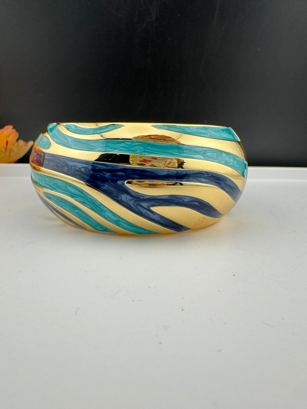 Openable Cuff Bracelet in Enamel and gold polish is Designer inspired Broad bangle/Indian Bracelet/Everyday Bracelet/Fits upto 2.6"