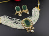 Carved stone and Kundan in small pearls mala Choker Necklace set with studs earrings