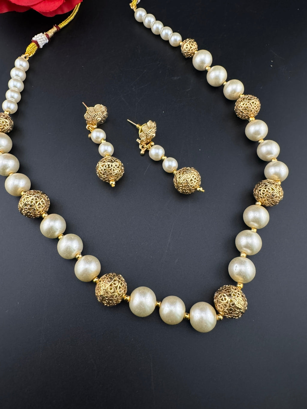 Premium Quality Traditional Gold and Pearl Long Necklace with long earrings/Indian Bridal necklace/Matar Mala/Rani Haar/Gold Plated jewelry