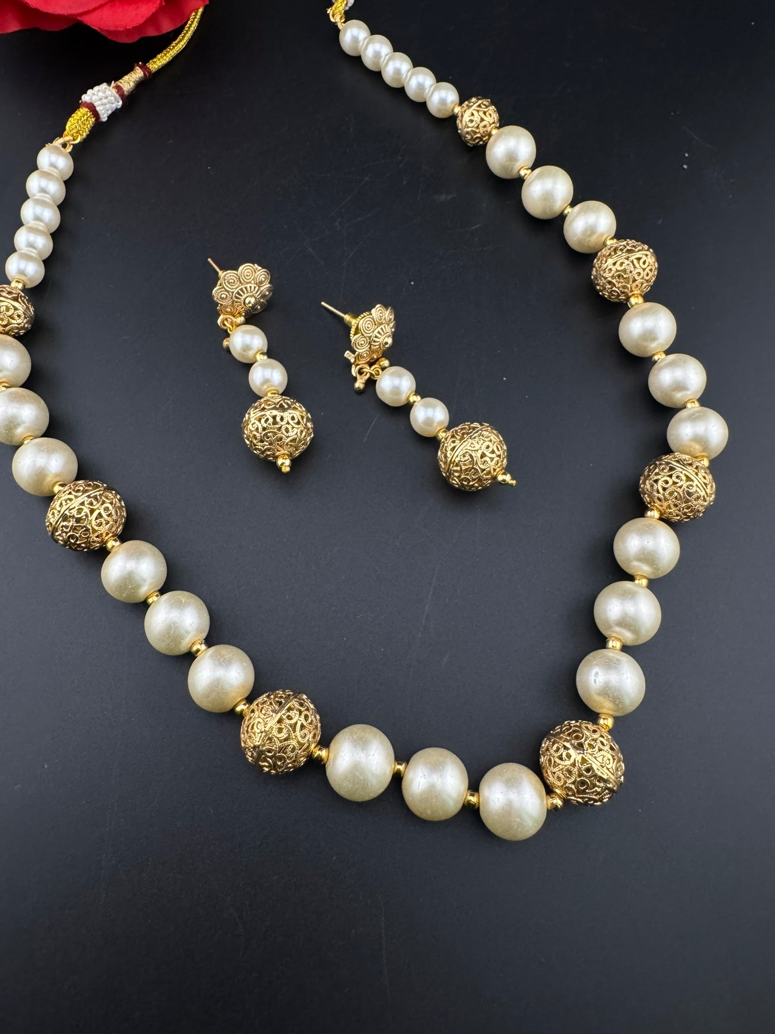 Premium Quality Traditional Gold and Pearl Long Necklace with long earrings/Indian Bridal necklace/Matar Mala/Rani Haar/Gold Plated jewelry