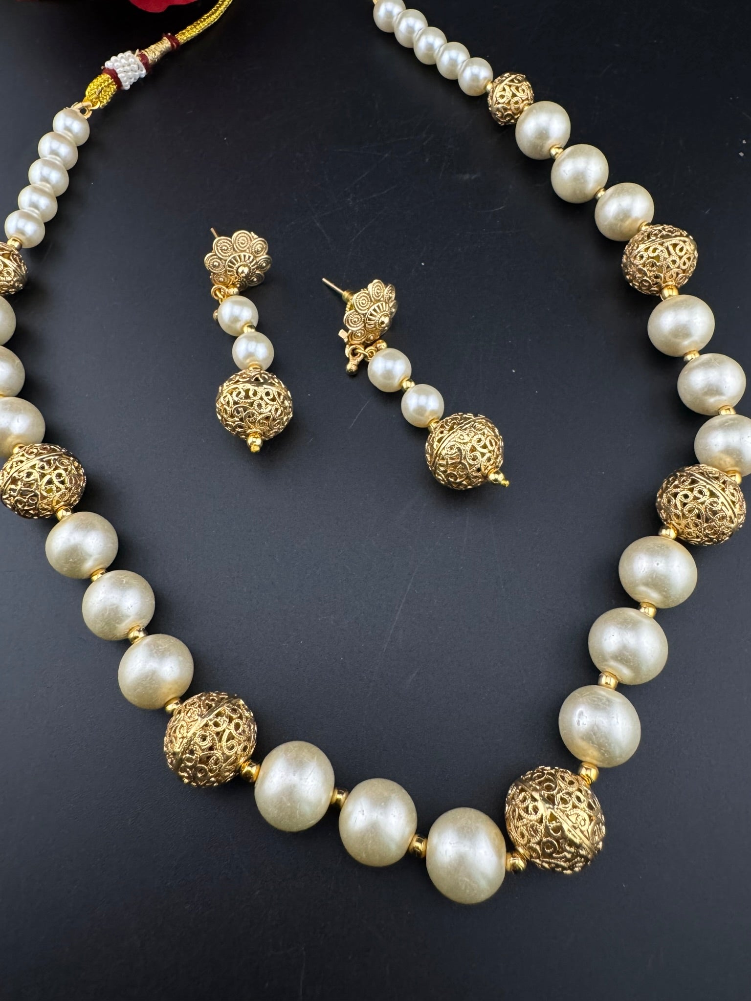 Premium Quality Traditional Gold and Pearl Long Necklace with long earrings/Indian Bridal necklace/Matar Mala/Rani Haar/Gold Plated jewelry