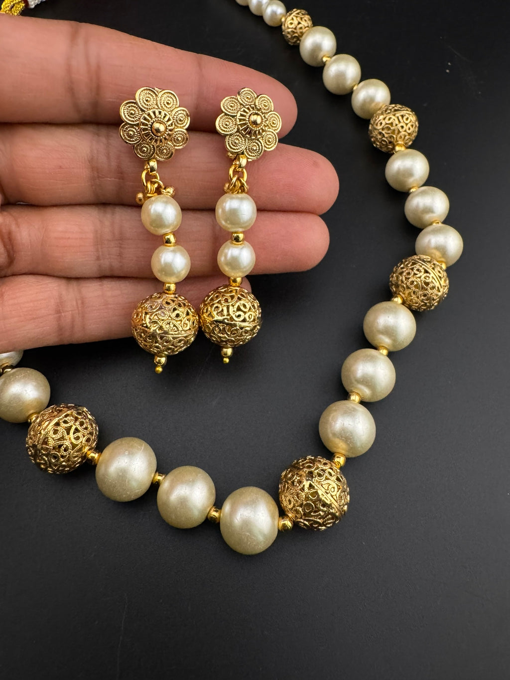 Premium Quality Traditional Gold and Pearl Long Necklace with long earrings/Indian Bridal necklace/Matar Mala/Rani Haar/Gold Plated jewelry