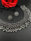 Premium Quality Oxidized silver polish German silver Antique looking with stud earrings and necklace set/Indian Necklace set/Garbha jewelry