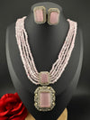 Premium Quality fusion necklace with CZ Pendant, natural stones, onyx beads Long Necklace set/Rani Haar/Indian jewelry/bridal necklace set