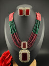Premium Quality fusion necklace with CZ Pendant, natural stones, onyx beads Long Necklace set/Rani Haar/Indian jewelry/bridal necklace set