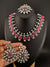 Premium Quality Oxidized silver polish German silver Antique looking, stones, pearls with chandbali earrings and tikka necklace set