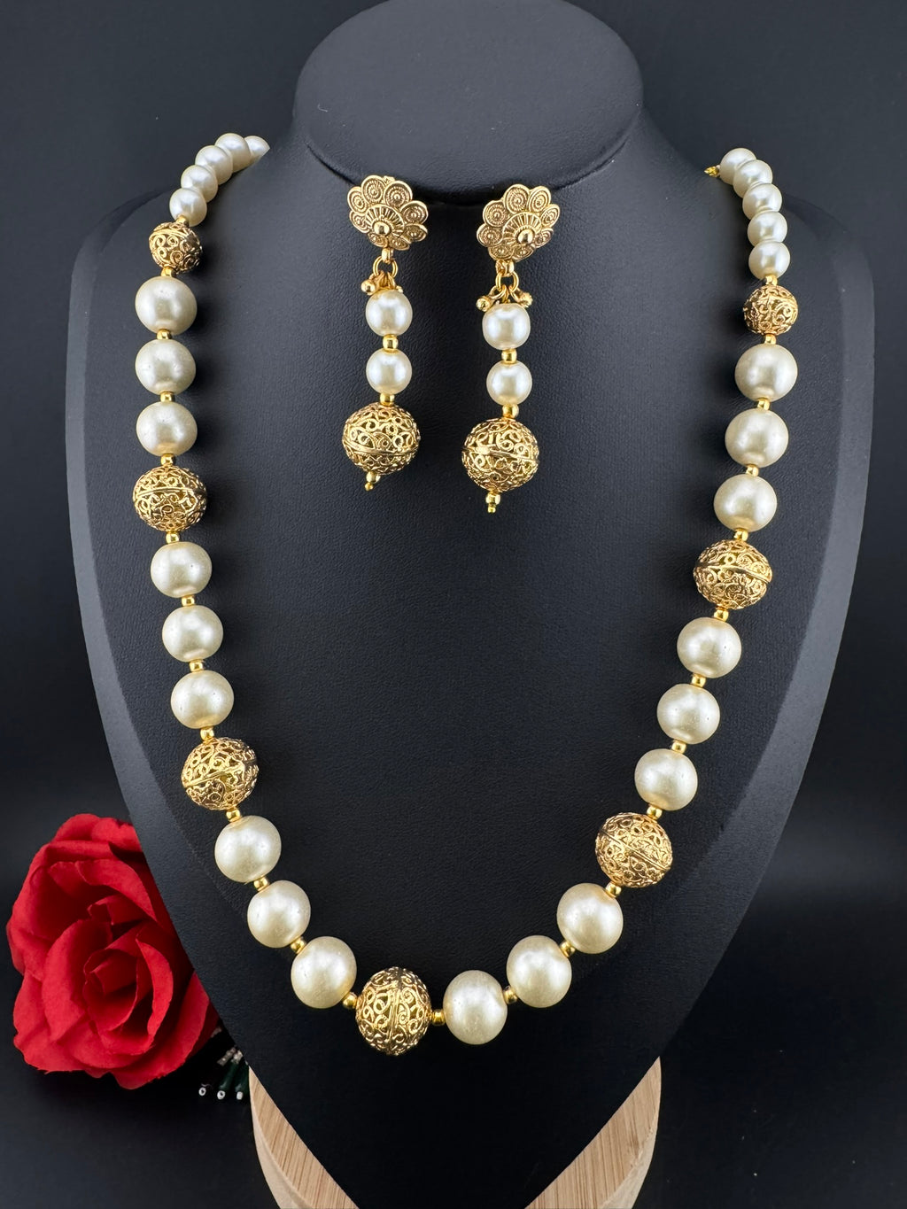 Premium Quality Traditional Gold and Pearl Long Necklace with long earrings/Indian Bridal necklace/Matar Mala/Rani Haar/Gold Plated jewelry
