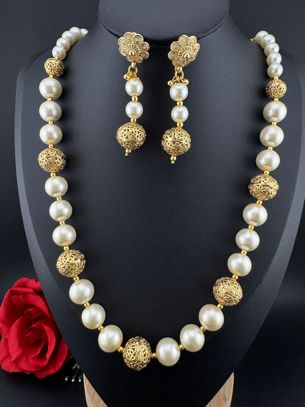 Premium Quality Traditional Gold and Pearl Long Necklace with long earrings/Indian Bridal necklace/Matar Mala/Rani Haar/Gold Plated jewelry