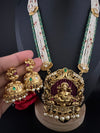 Premium Quality Ganesh Oversized Pendant in Matt gold, Moissanite Kundan, onyx beads, small pearls Long Rani Haar with Jhumka/Long Necklace