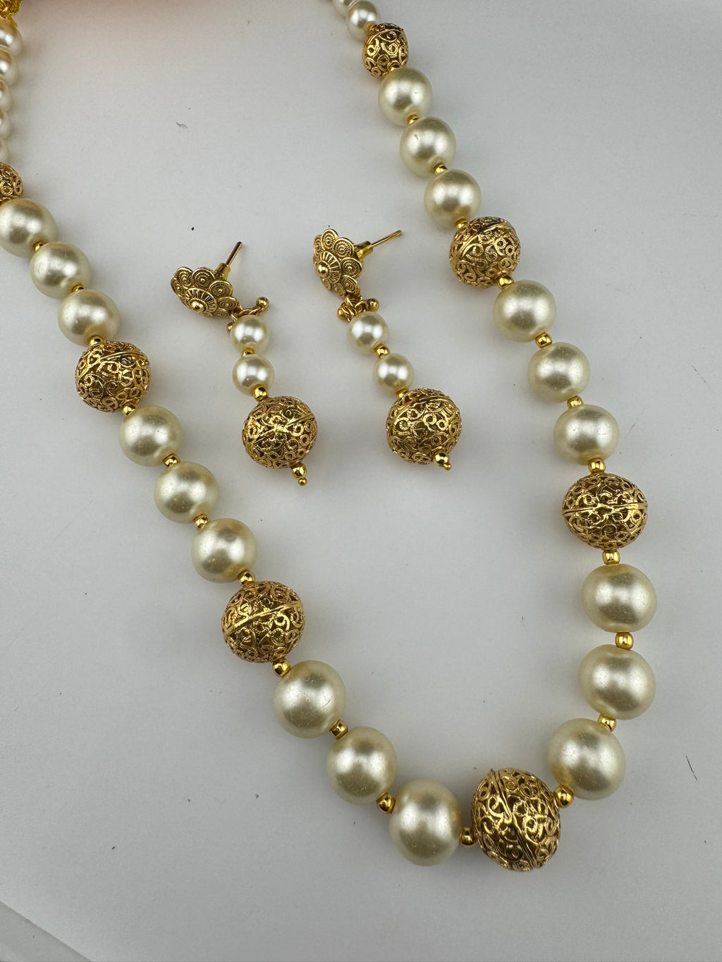 Premium Quality Traditional Gold and Pearl Long Necklace with long earrings/Indian Bridal necklace/Matar Mala/Rani Haar/Gold Plated jewelry