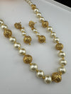 Premium Quality Traditional Gold and Pearl Long Necklace with long earrings/Indian Bridal necklace/Matar Mala/Rani Haar/Gold Plated jewelry