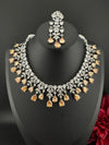 Champagne Premium Designer Necklace set with Swarovski crystals, Cubic Zirconia, Bridal Wear Necklace