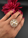 Premium Big Ring Moissanite Kundan is Tyaani inspired Adjustable Finger Ring