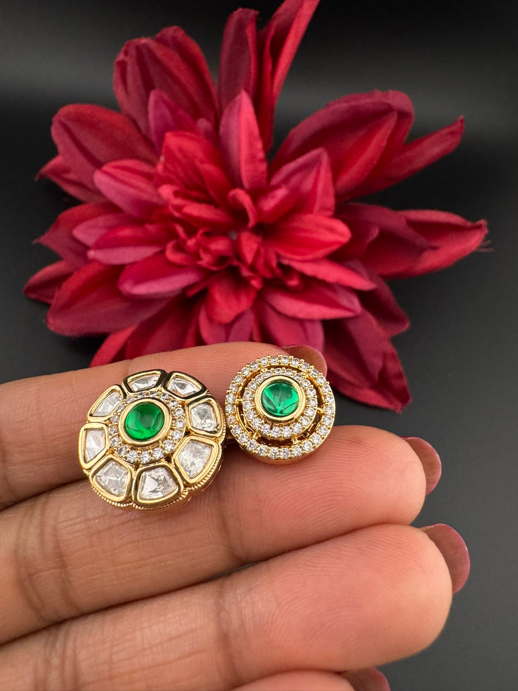 Premium 2 Finger Ring in Moissanite kundan and CZ Adjustable Finger Ring, One size fits all