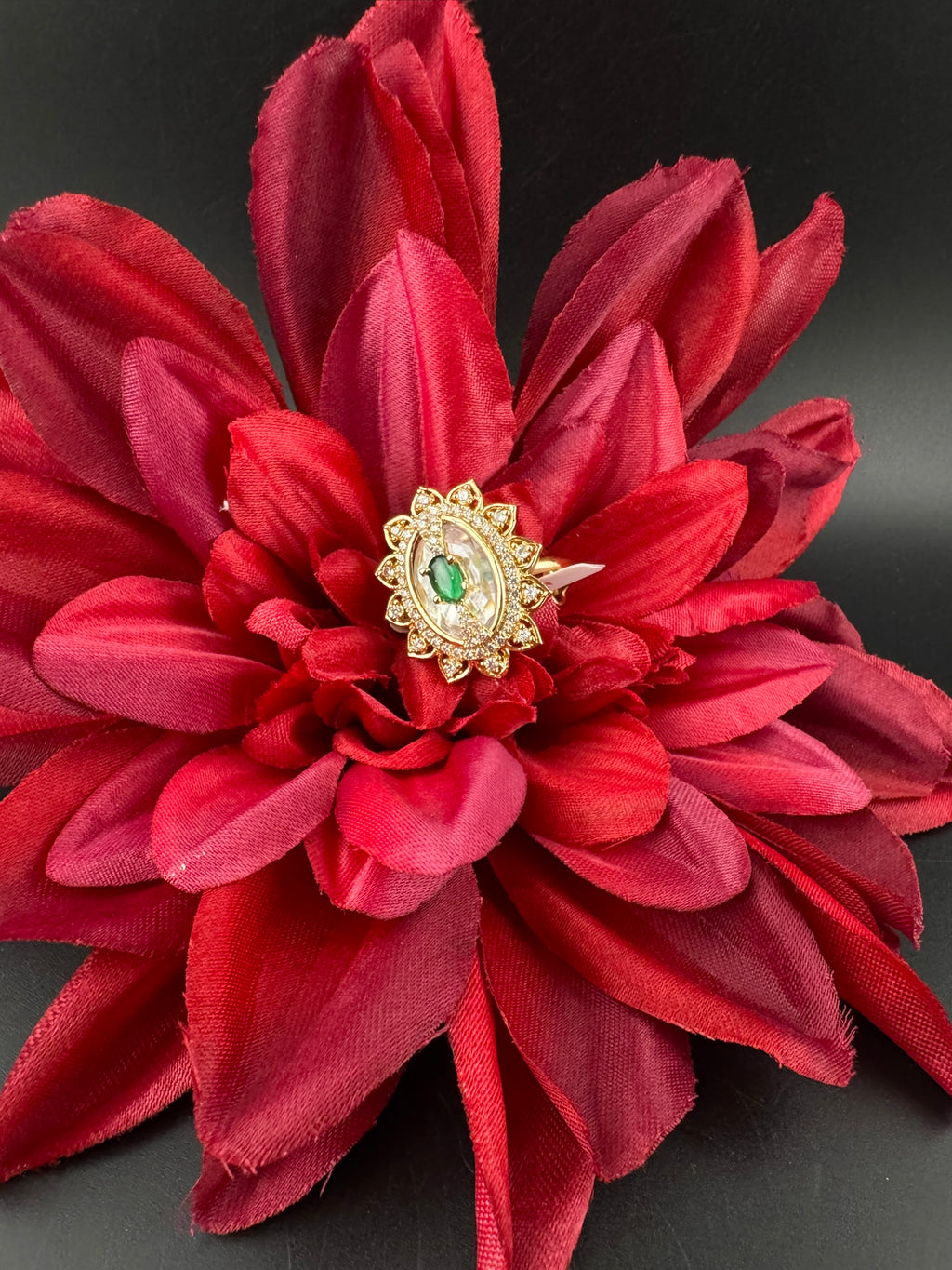 Premium Ring Uncut Moissanite Kundan and CZ is Tyaani inspired Adjustable Finger Ring