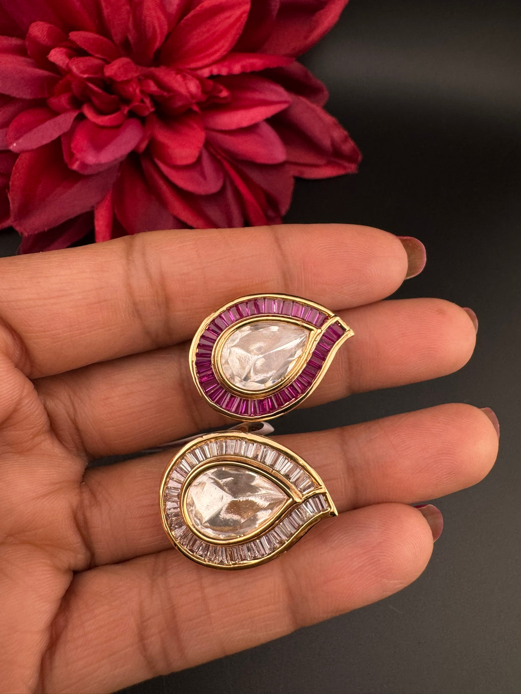 Premium Quality Ring Moissanite Kundan and CZ is Tyaani inspired Adjustable Finger Ring