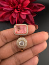 Premium 2 Finger Ring in Moissanite kundan, doublet Stone and CZ Adjustable Finger Ring