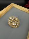 Premium Quality Big Ring Moissanite Kundan is Tyaani inspired Adjustable Finger Ring