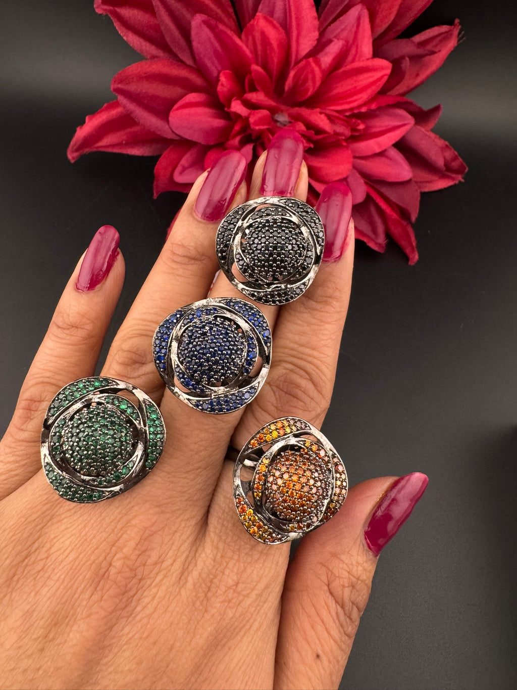 Premium Victorian and Cubic Zirconia(AD) Adjustable Ring Adjustable Finger Ring