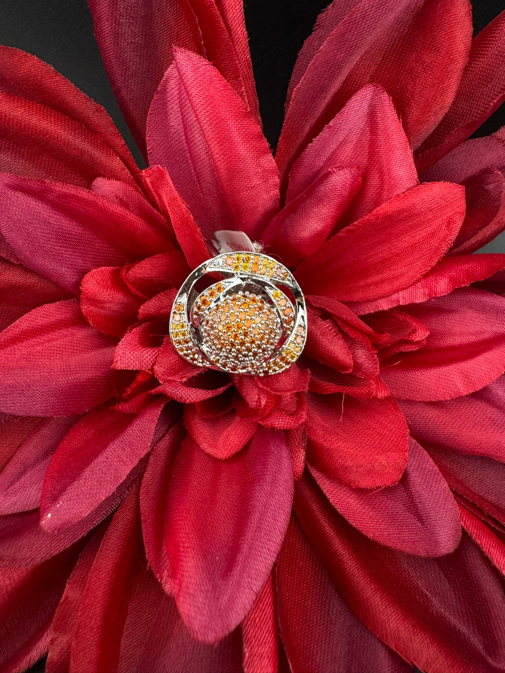 Premium Silver and Cubic Zirconia(AD) Adjustable Ring Adjustable Finger Ring