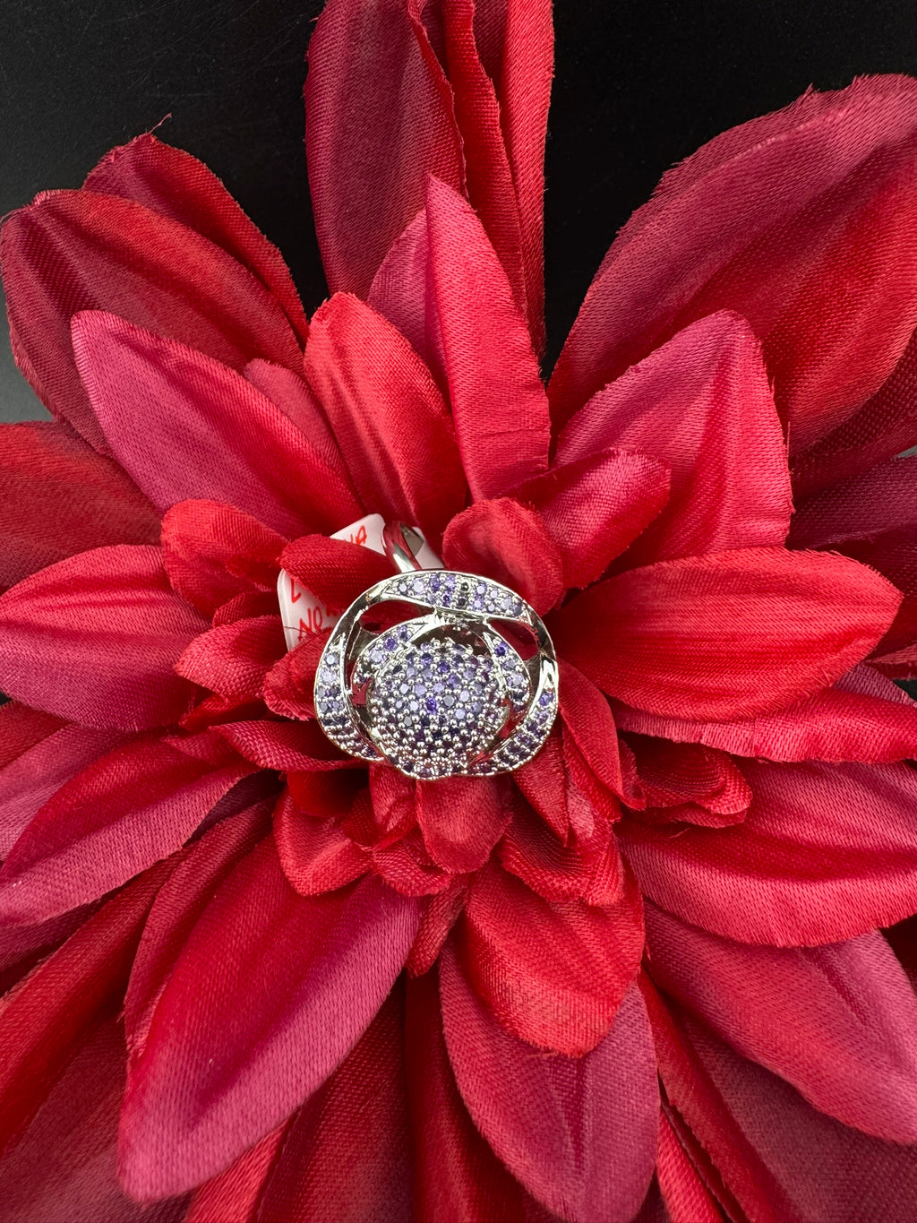 Premium Silver and Cubic Zirconia(AD) Adjustable Ring Adjustable Finger Ring