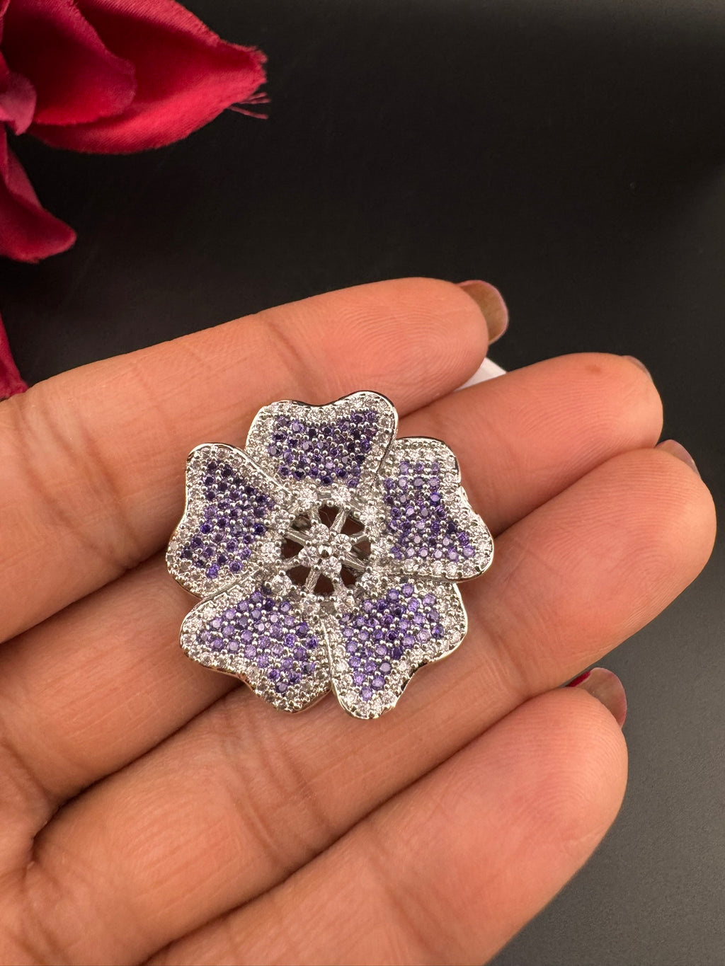 Premium Silver and Cubic Zirconia(AD) Adjustable Ring Adjustable Finger Ring