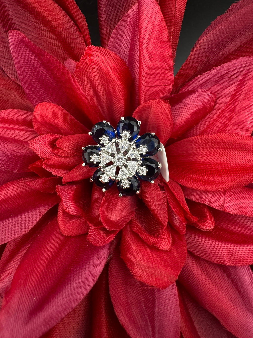 Premium Silver and Cubic Zirconia(AD) Adjustable Ring Adjustable Finger Ring