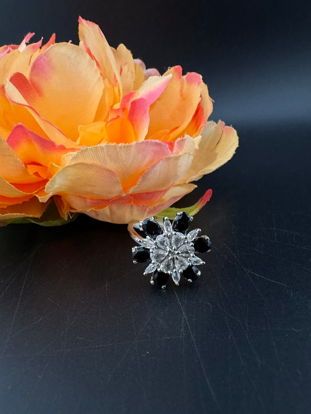 Premium Silver and Cubic Zirconia(AD) Adjustable Ring Adjustable Finger Ring