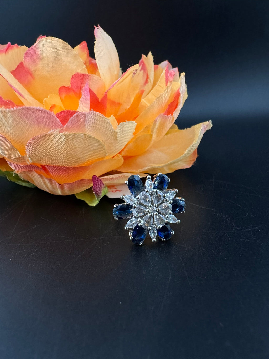 Premium Silver and Cubic Zirconia(AD) Adjustable Ring Adjustable Finger Ring