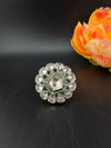 Premium Silver color, Kundan and Cubic Zirconia(AD) Adjustable Ring Adjustable Finger Ring