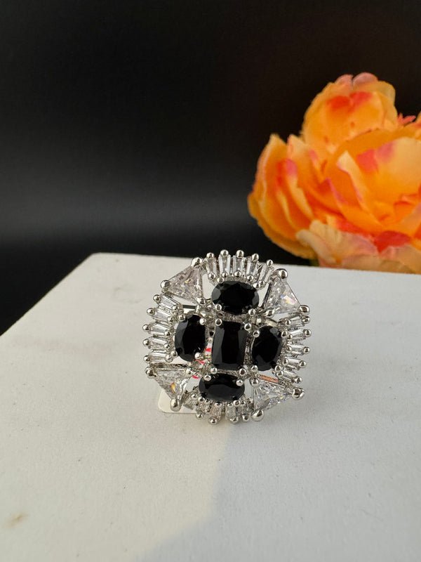 Premium Silver and Cubic Zirconia(AD) Adjustable Ring Adjustable Finger Ring (Copy)