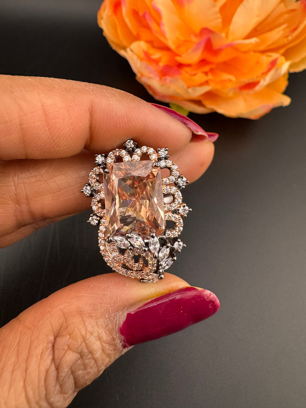 Premium Victorian Adjustable Ring in Crystal and Cubic Zirconia