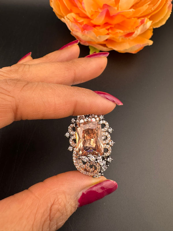 Premium Victorian Adjustable Ring in Crystal and Cubic Zirconia