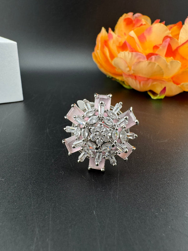 Premium Silver and Cubic Zirconia(AD) Adjustable Ring Adjustable Finger Ring