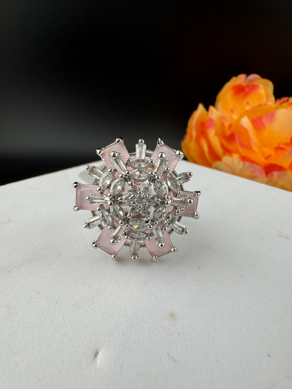 Premium Silver and Cubic Zirconia(AD) Adjustable Ring Adjustable Finger Ring