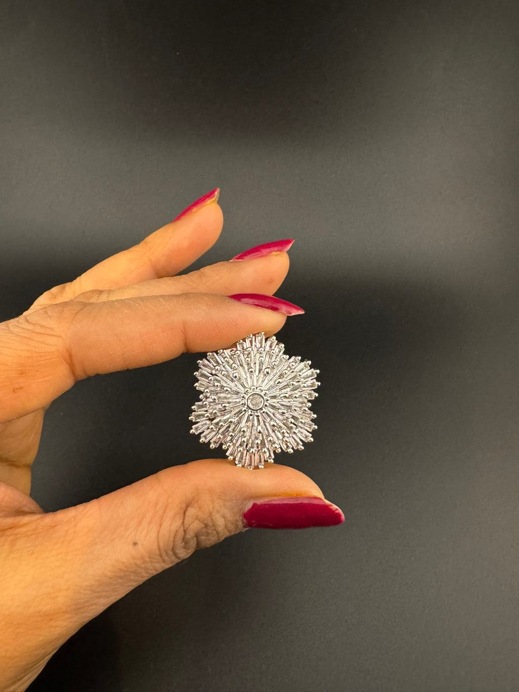 Premium Adjustable Big Ring, crystal, CZ unique design Heart and Flower Ring