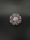 Premium Silver color Adjustable 3D Big Ring in Crystals and Cubic Zirconia in Nano setting