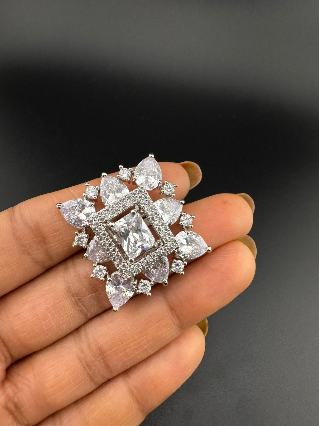 Premium Adjustable Square Ring, stones, CZ unique design