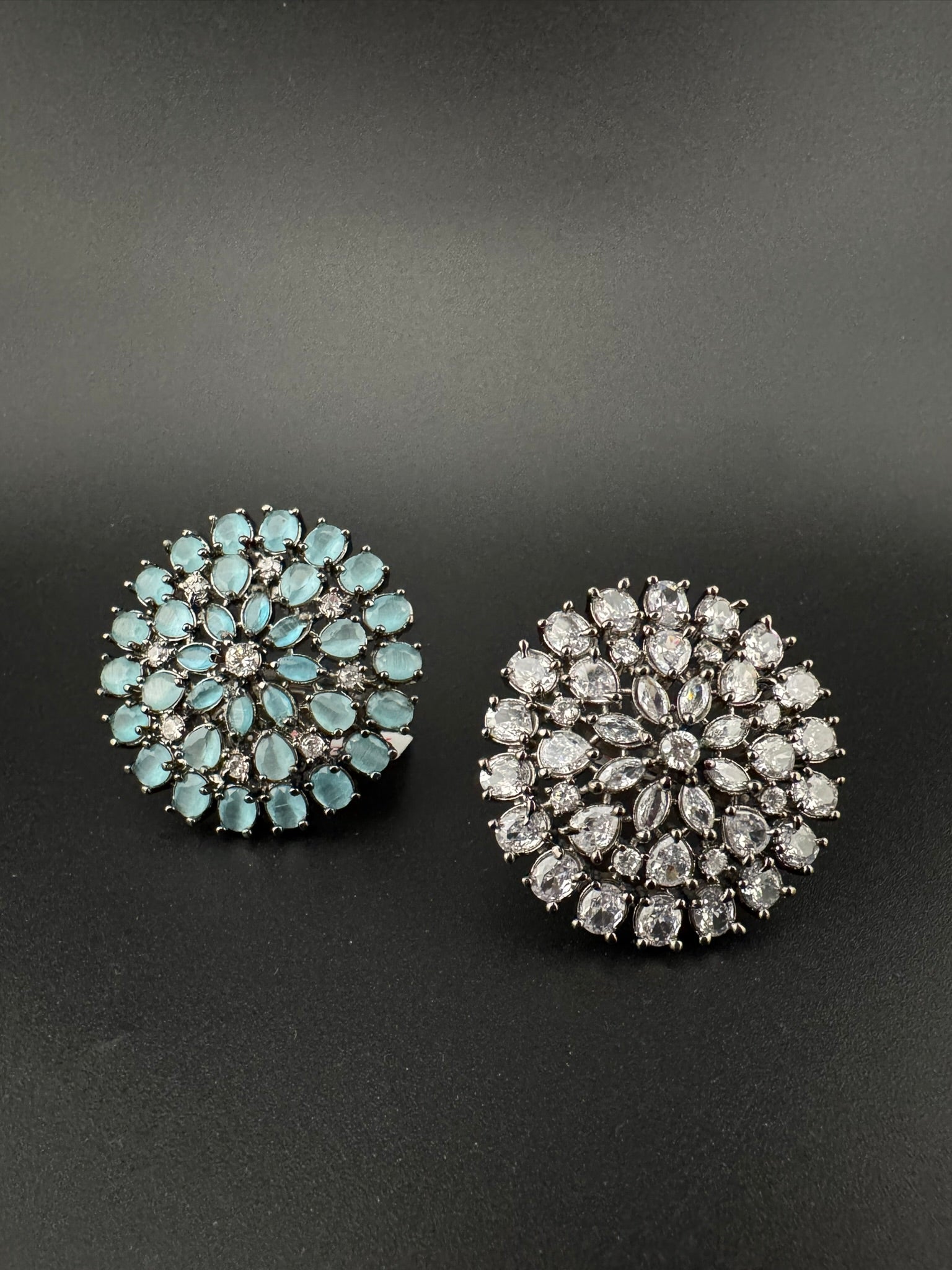 Premium Victorian Adjustable Big round Ring, stones, CZ setting