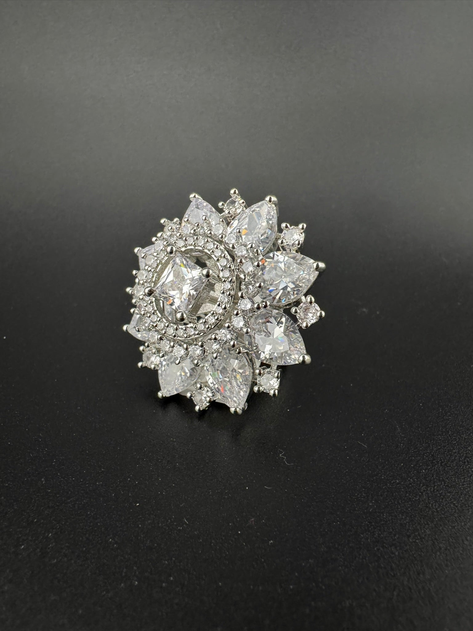 Premium Adjustable Round Ring, stones, CZ unique design