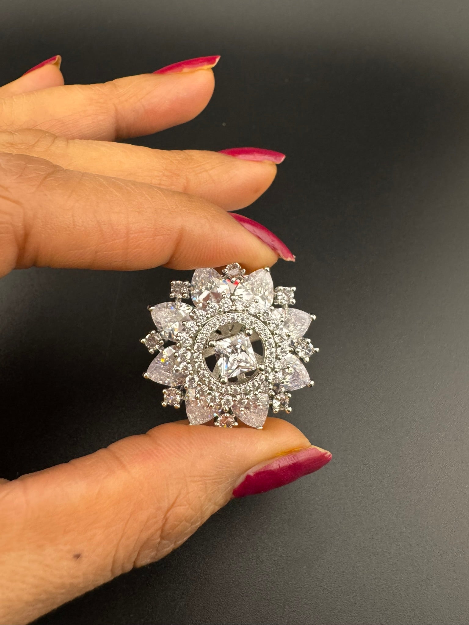 Premium Adjustable Round Ring, stones, CZ unique design